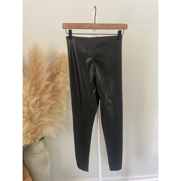 Joie Black Faux Leather High Rise Leggings Small Moto Goth Biker Style - Picture 7 of 8
